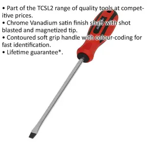 Ergonomic Slotted Screwdriver 6x150mm - Chrome Vanadium with Soft Grip Handle