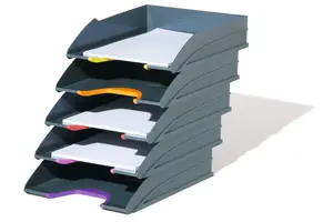 Durable VARICOLOR ECO Stackable Document Filing Letter Tray - 5 Pack - A4 Grey