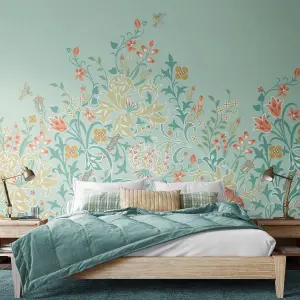 Origin Murals Trailing Lily - Duck Egg Blue Matt Smooth Paste the Wall Mural 300cm wide x 240cm high