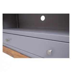 Biccari Grey 1 Drawer TV Cabinet Chrome Knob