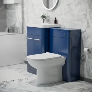 Nes Home 500mm Freestanding Vanity Unit with Basin, Back to Wall Toilet, WC unit Royal Blue