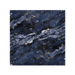 Deep Ocean Blue Quartz Effect Premium Glass Kitchen Splashback W900mm x H750mm