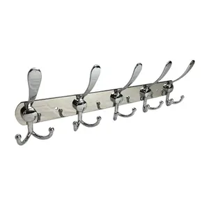 Oypla Pack of 2 Stainless Steel 15 Hook Wall Mounted Organiser Rack Coat Towel Hanger