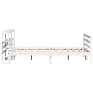 Berkfield Bed Frame without Mattress White 150x200 cm King Size Solid Wood Pine