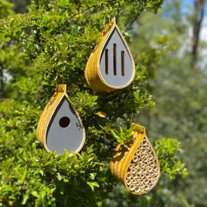 Hanging Teardrop Bird Nest Box, Insect Hotel & Butterfly House Wildlife Care Set