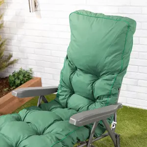 Alfresia Sun Lounger, Charcoal Frame with Green Classic Cushion