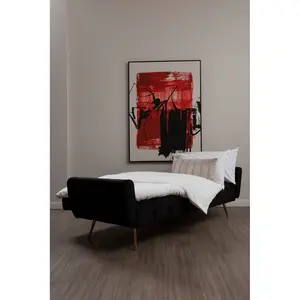 Interiors By Premier Velvet Upholstered Black Velvet Sofa Bed, Elegant Seater Sofa Bed For Bedroom, Contemporary Sofa Bed