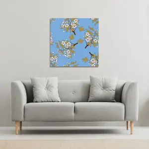 Orchid Branches on Blue (Canvas Print) / 46 x 46 x 4cm