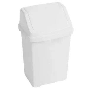 2 x Ice White 8L Easy Clean Plastic Rubbish Waste Swing Bin For Home & Office