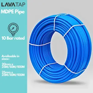 LavaTap 25mm MDPE Pipe Mains Water Supply Medium Density Polyethylene Blue Water Pipe Underground (25M)