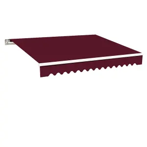 SunDaze 3 x 2.5m Manual Awning Retractable Garden Patio Canopy Sun Shade Shelter with Fittings and Crank Handle Wine Red