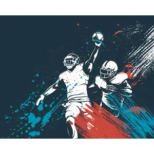 Origin Murals American Footballers Paint Splash Blue Paste the Wall Mural 350cm wide x 280m high