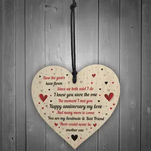 Handmade Anniversary Gift For Husband Wife Wood Heart Anniversary Card Keepsake Plaque