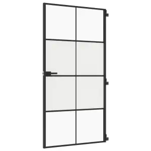 Berkfield Interior Door Slim Black 102.5x201.5 cm Tempered Glass and Aluminium