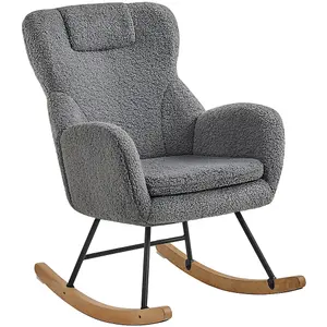 Yaheetech Dark Grey High Back Rocking Accent Chair with Beech Wood Legs