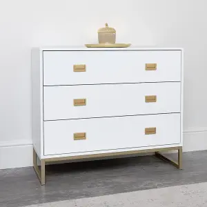 Melody Maison Large 3 Drawer Chest of Drawers - Elle White Range