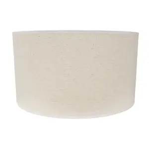 ValueLights Eva Natural Linen Fabric with White Trim Large Drum Light Shade with LED Bulb