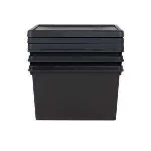 3 x Wham Bam 45L Stackable Recycled Plastic Storage Box & Lid Black