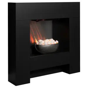 Adam Cubist Electric Fireplace Suite in Textured Black, 36 Inch