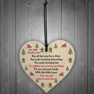 Christmas Gift For Your Teacher Teaching Assistant Nursery Teacher Thank You Wooden Heart