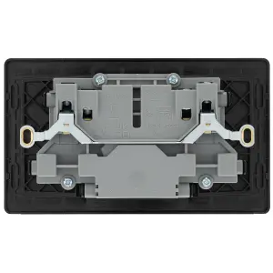 BG Matt Black Double 13A 12W Raised slim Switched Screwless Socket with USB, x2 & Black inserts