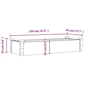 Berkfield Garden Raised Bed with Liner 120x45x25 cm Solid Wood Fir