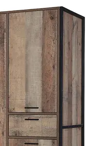 Hoxton 4 Door Wardrobe Distressed Oak Effect