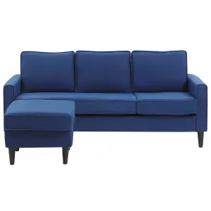 Fabric Sofa with Ottoman Navy Blue AVESTA