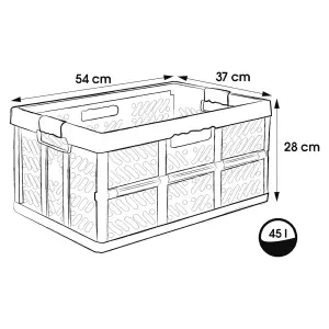 Keeeper Set of 2 Extra Strong Folding Box 45 Litre with Soft-Touch Handles - Light Grey