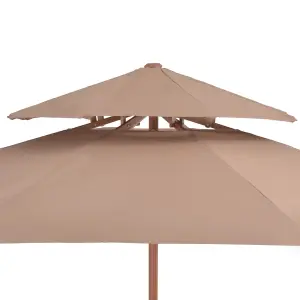 Berkfield Double Decker Parasol with Wooden Pole 270 cm Taupe