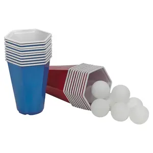 URBNLIVING 31cm Height 30Pcs beverage Pong Set Hexagonal Shape Cups Party consume Game With Balls