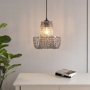 ValueLights Tegan Black Jewel Acrylic Droplet Chandelier Easy Fit Ceiling Light Shade