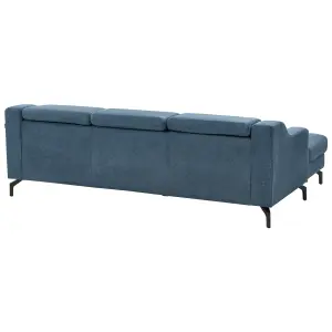 Corner Sofa GLOSLI Blue Chenille Right Hand