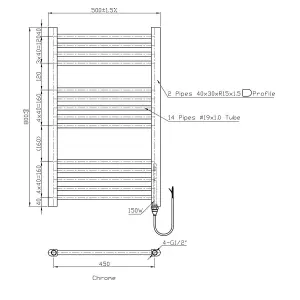 Right Radiators Electric Heated Towel Rail Radiator Straight Pre-filled Designer Ladder Warmer Chrome 800x500 mm