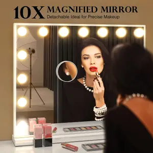 Makeup Mirror Bluetooth Speaker with 15 Dimmable Bulbs - 58cm x 48cm