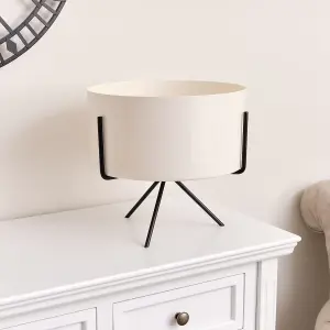 Melody Maison Ivory Metal Planter Pot with Stand - 28cm