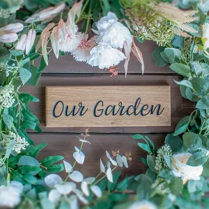 Peak Heritage Engraved Oak Sign 30cm - Our Garden