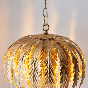 Damita Gold Leaf Decorative Floral 1 Light Ceiling Pendant