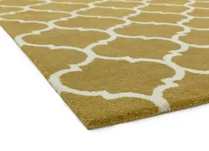 Yellow Wool Handmade Luxurious Modern Easy to Clean Geometric Rug For Dining Room Bedroom And Living Room-160cm X 230cm