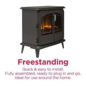 Dimplex Optiflame Stove 2W Matt Black Cast iron effect Electric Stove (H)660mm (W)620mm