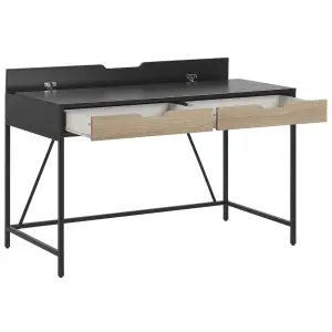 Home Office Desk with Storage Black JENA