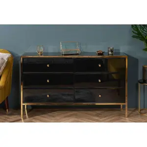 Birlea Fenwick 6 Drawer Chest Black & Gold