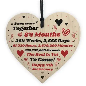 7th Anniversary Gift Husband Wife Wedding Seven Years Mr Mrs Gift Wood Heart