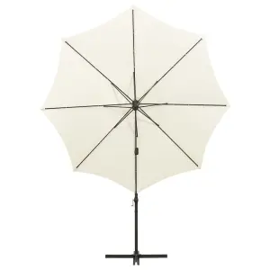 Berkfield Cantilever Umbrella with Pole and LED Lights Sand 300 cm