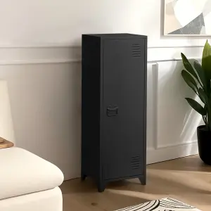 Modern Black Tall Metal File Cabinet Home Office Storage Cabinet with Adjustable Shelves and Door 128cm