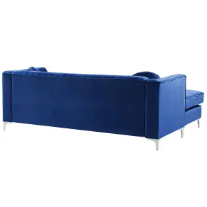 Corner Sofa TIMRA Navy Blue Velvet Right Hand