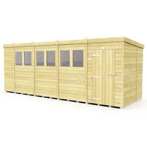 DIY Sheds 19x6 Pent Shed - Single Door With Windows