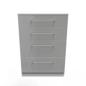 Chester 4 Drawer Deep Chest in Uniform Grey Gloss & White (Ready Assembled)