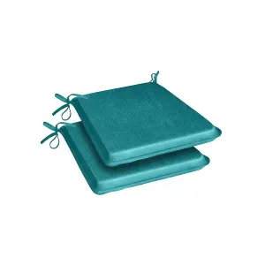 Set of 2 Outdoor Water-Repellent Garden Seat Pads Green