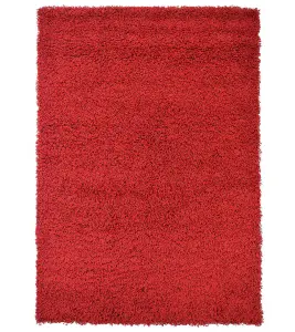 Bright Red Thick Shaggy Rug - California - 160x230cm (5'4"x7'8")